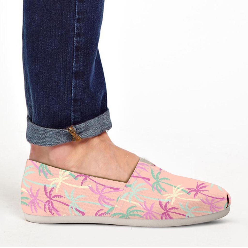 Pink Palm Tree Hawaiian Print Canvas Shoes-grizzshop