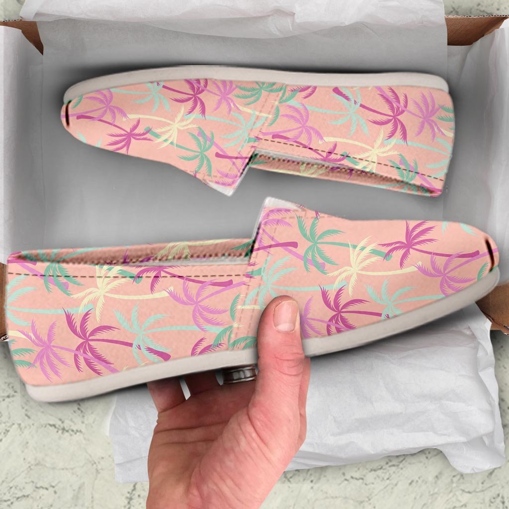 Pink Palm Tree Hawaiian Print Canvas Shoes-grizzshop
