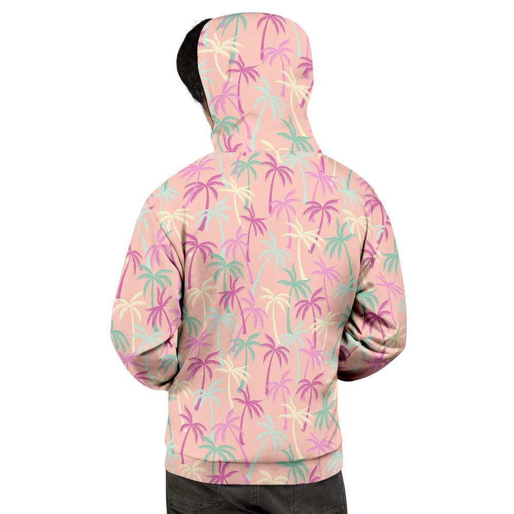Pink Palm Tree Hawaiian Print Men's Hoodie-grizzshop
