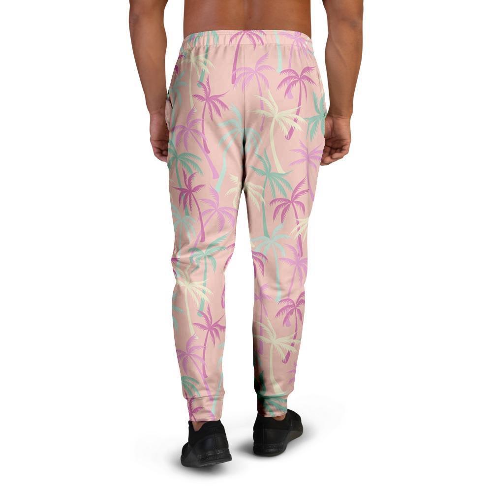 Pink Palm Tree Hawaiian Print Men's Joggers-grizzshop
