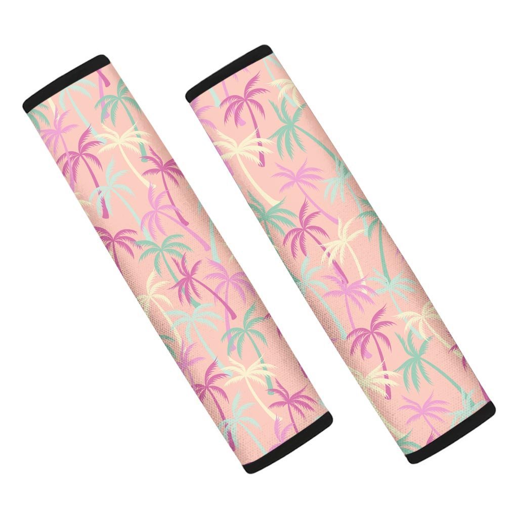 Pink Palm Tree Hawaiian Print Seat Belt Cover-grizzshop