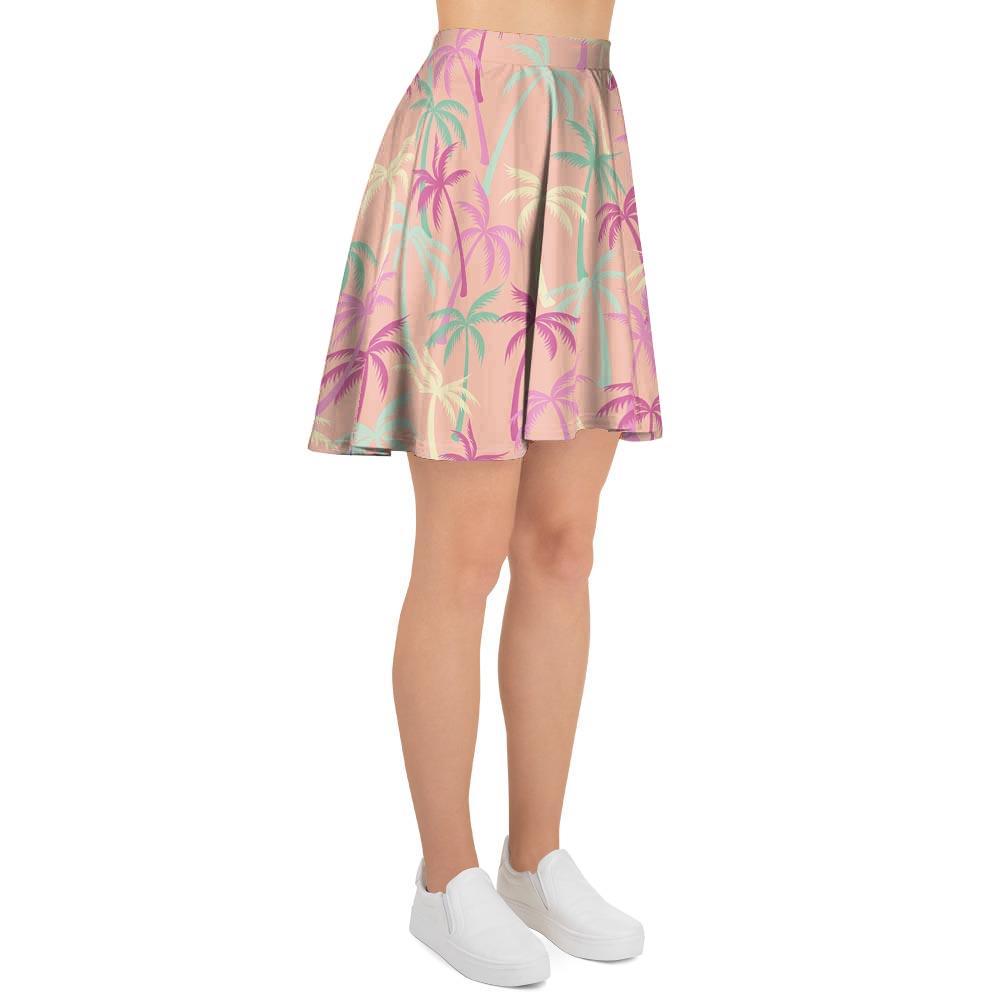 Pink Palm Tree Hawaiian Print Women's Skirt-grizzshop