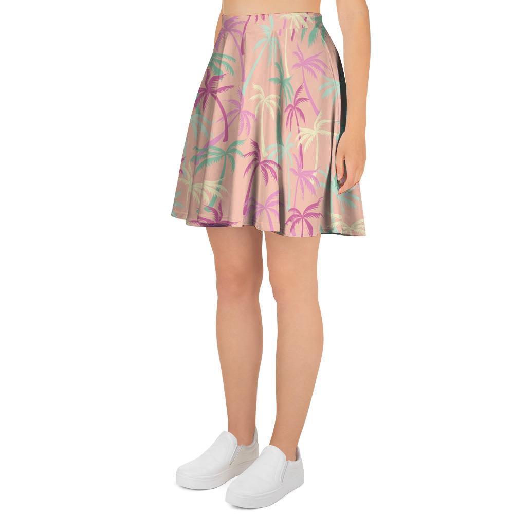 Pink Palm Tree Hawaiian Print Women's Skirt-grizzshop
