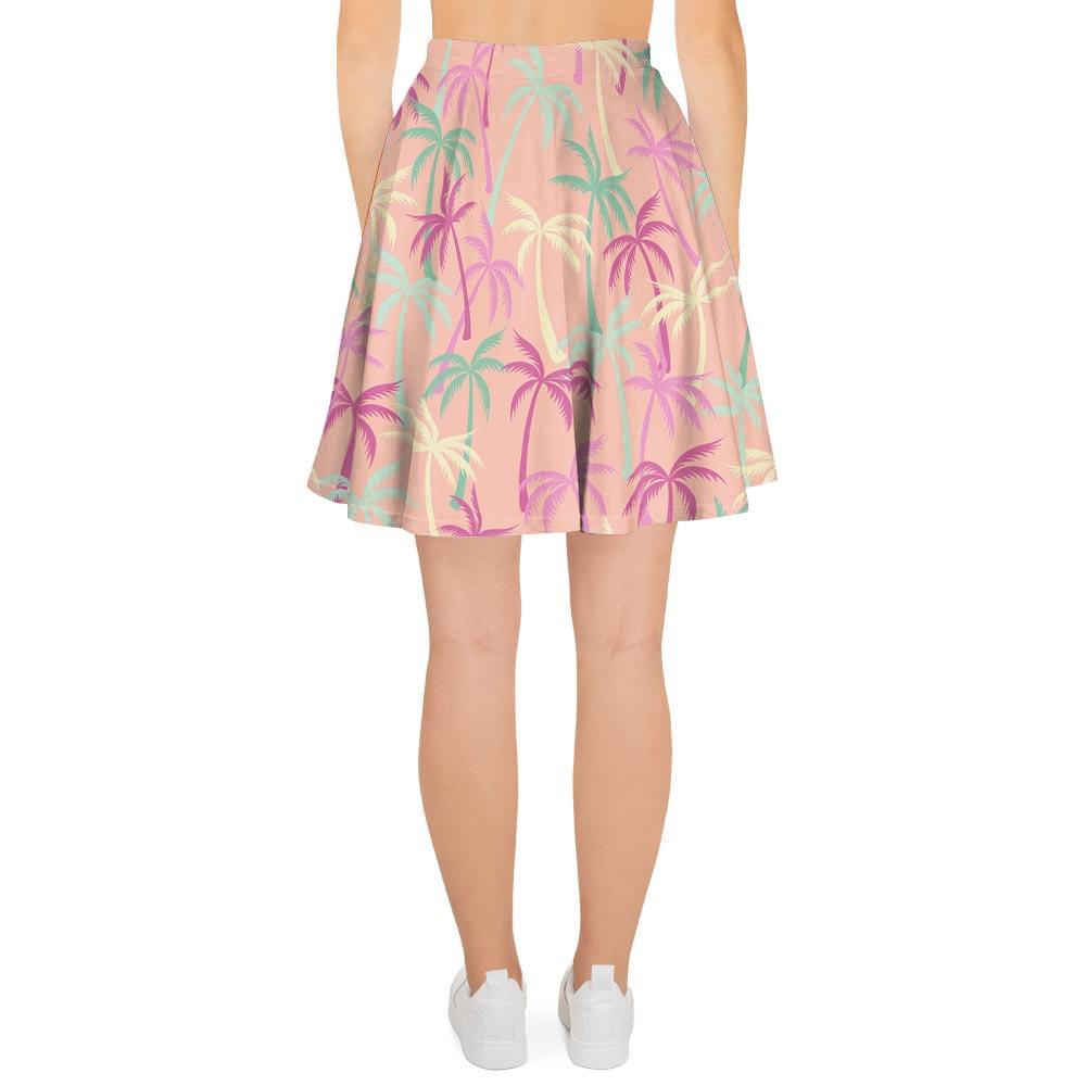 Pink Palm Tree Hawaiian Print Women's Skirt-grizzshop