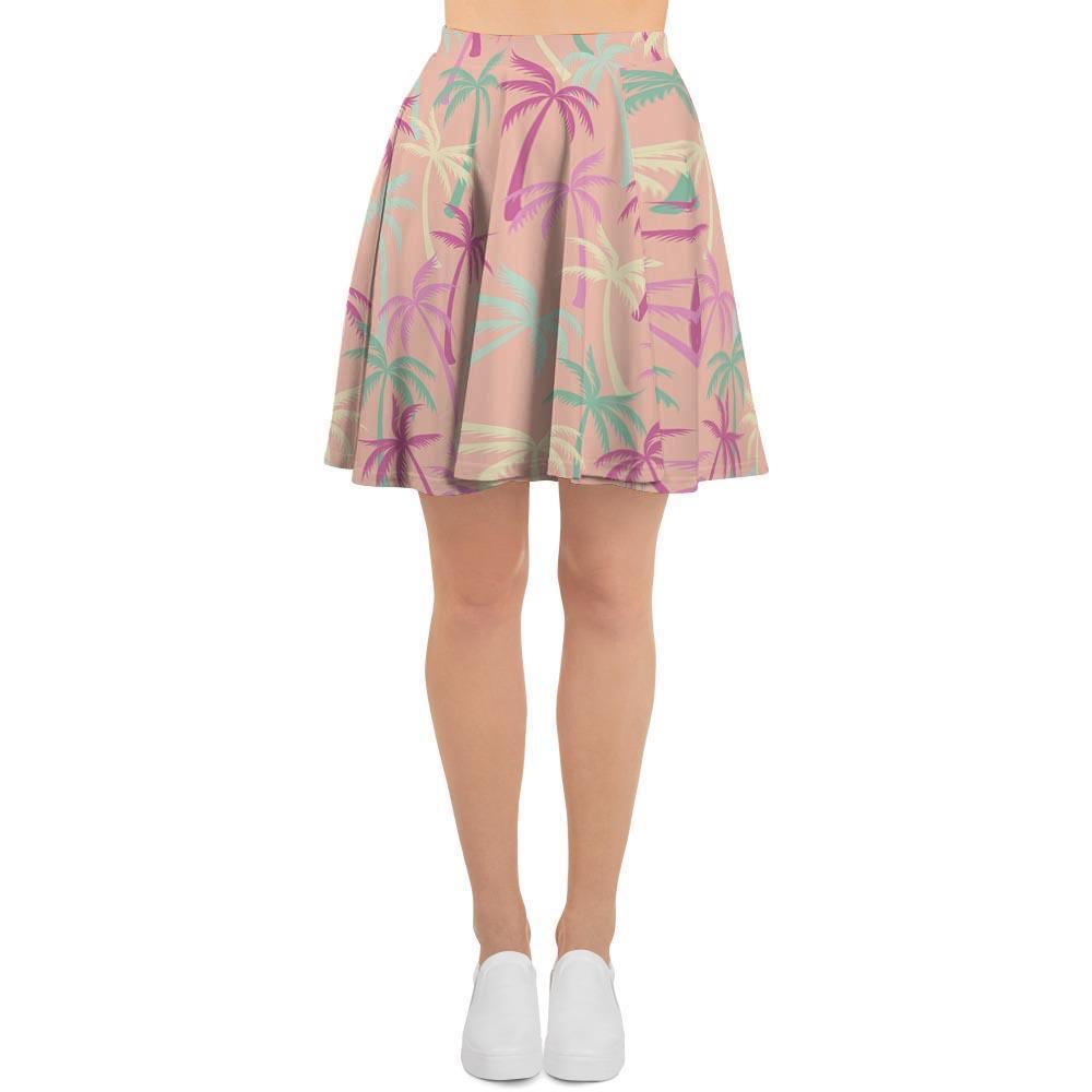 Pink Palm Tree Hawaiian Print Women's Skirt-grizzshop