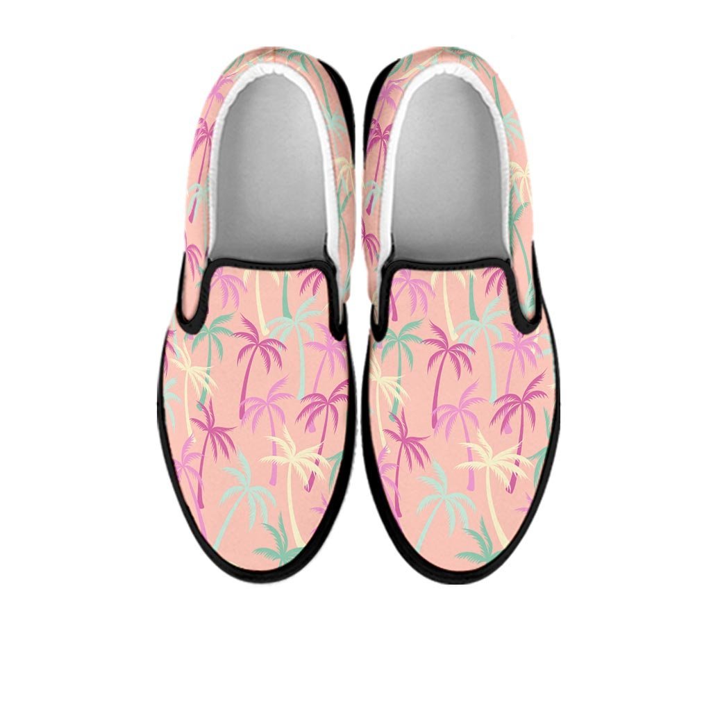 Pink Palm Tree Hawaiian Print Women's Slip On Sneakers-grizzshop
