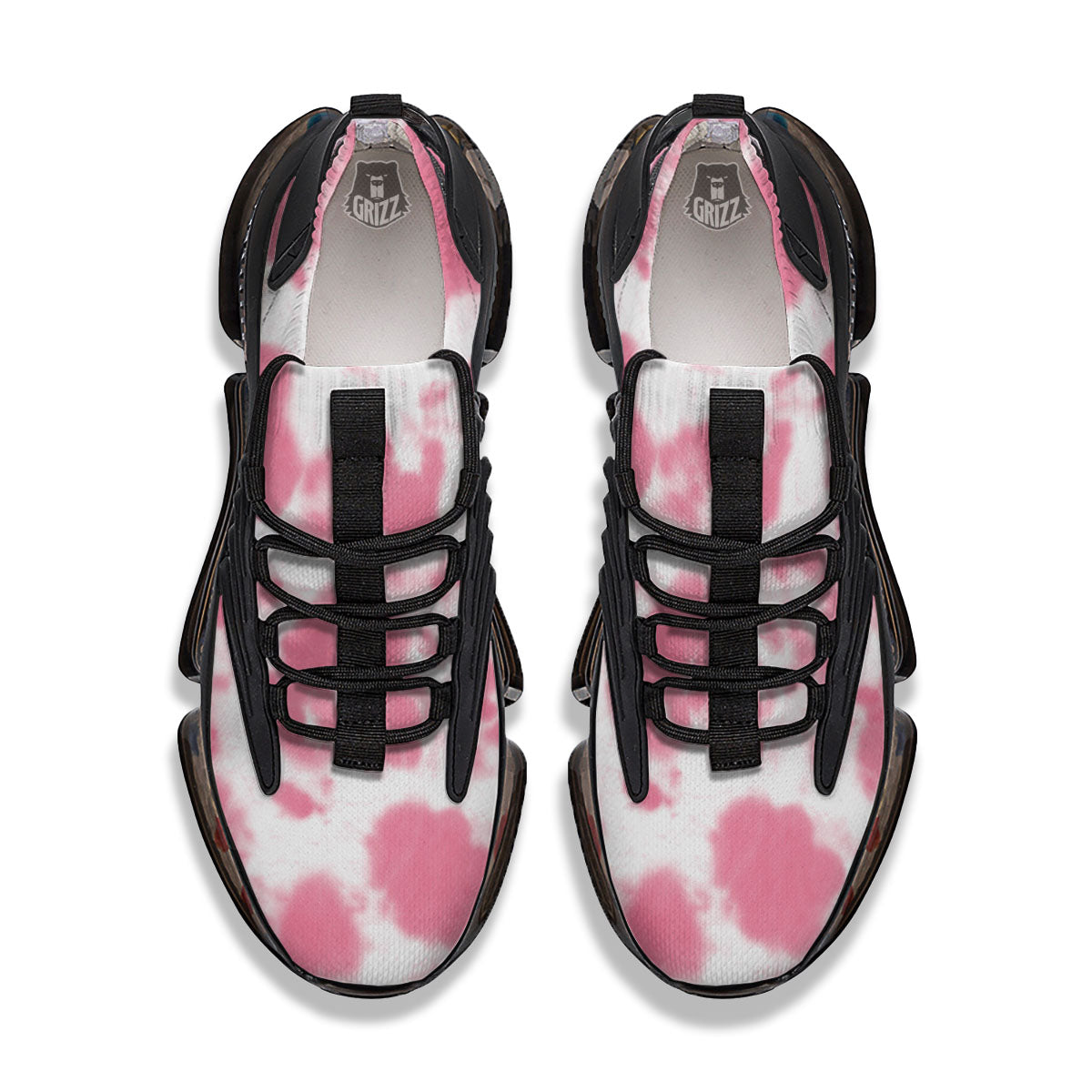 Pink Pastel And White Cow Print Black Gym Shoes-grizzshop