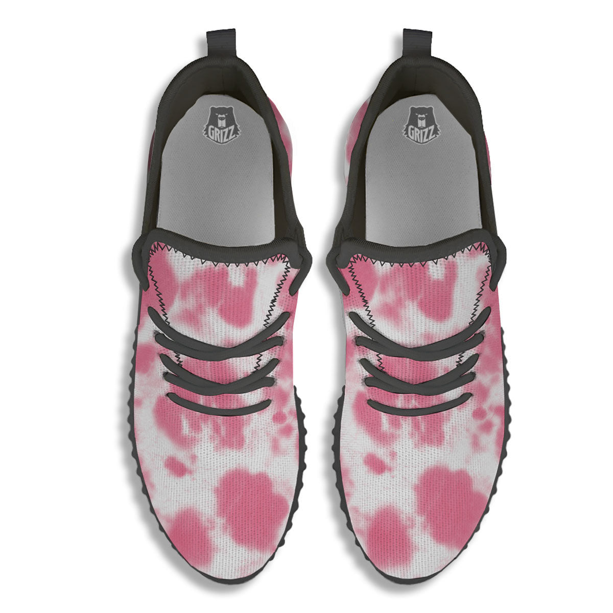 Pink Pastel And White Cow Print Black Walking Shoes-grizzshop