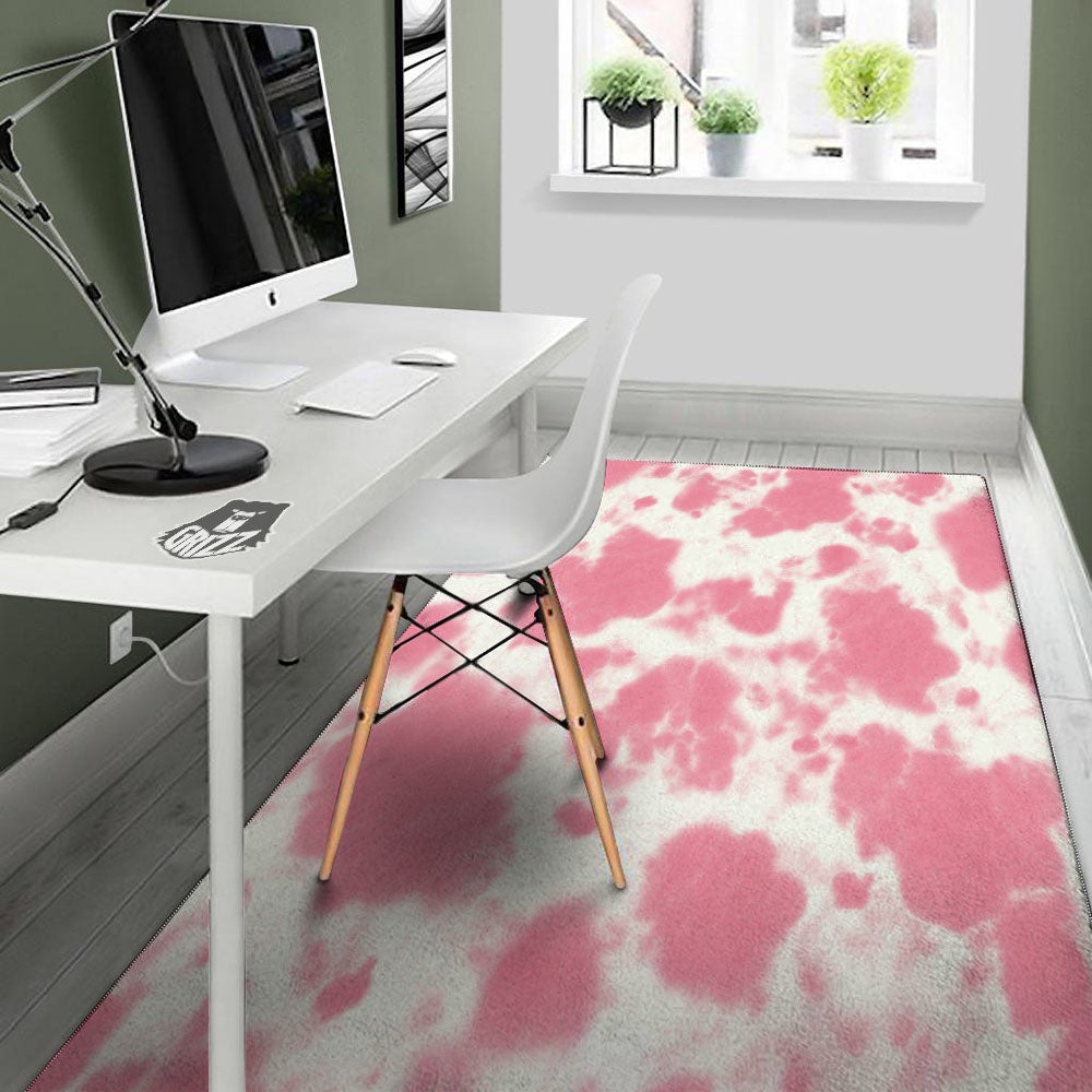 Pink Pastel And White Cow Print Floor Mat-grizzshop