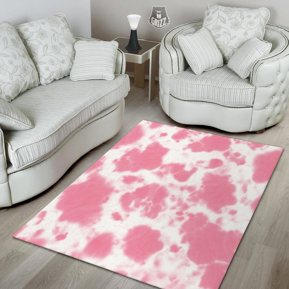 Pink Pastel And White Cow Print Floor Mat-grizzshop