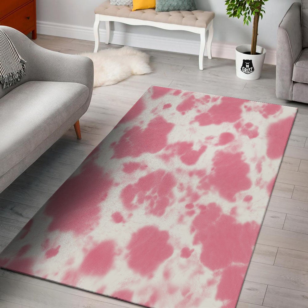Pink Pastel And White Cow Print Floor Mat-grizzshop