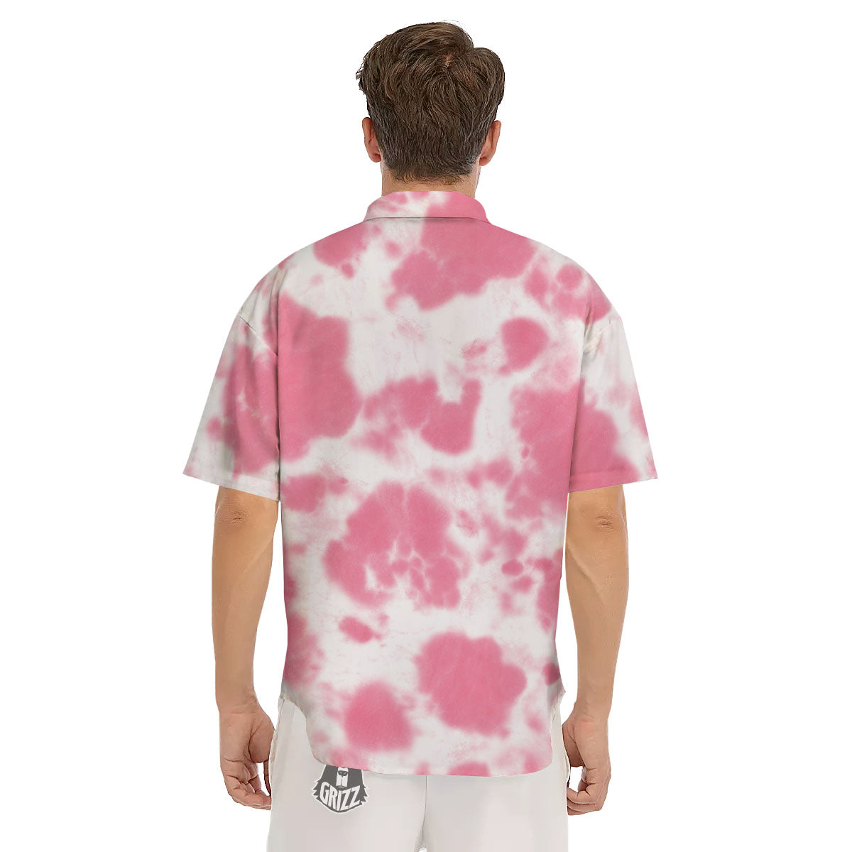 Pink Pastel And White Cow Print Men's Short Sleeve Shirts-grizzshop
