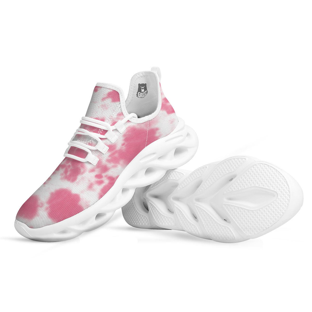 Pink Pastel And White Cow Print White Running Shoes-grizzshop
