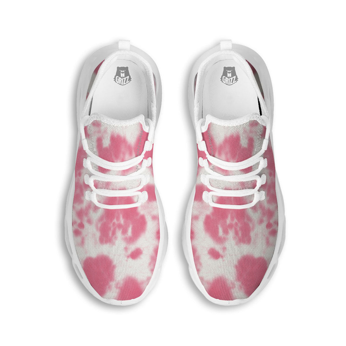 Pink Pastel And White Cow Print White Running Shoes-grizzshop