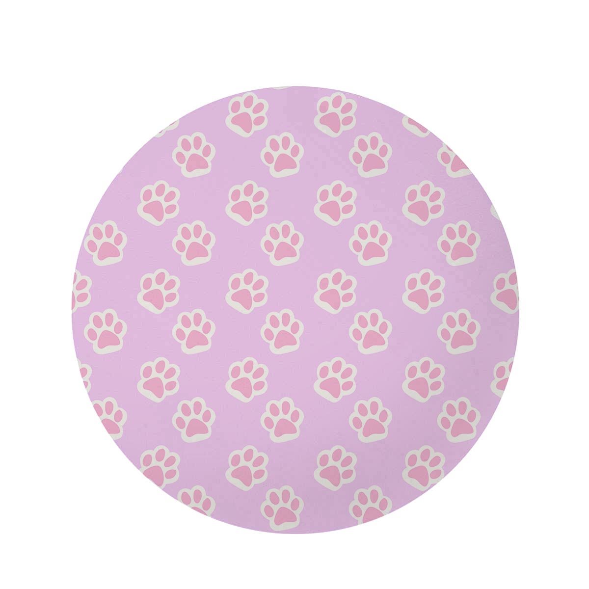 Pink Pastel Paw Round Rug-grizzshop