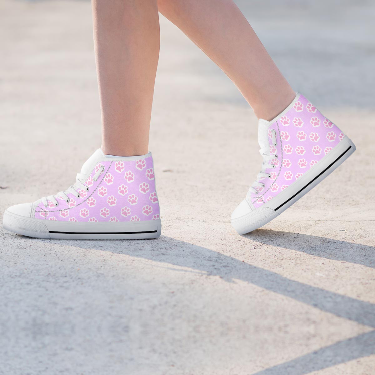Pink Pastel Paw Women's High Top Shoes-grizzshop