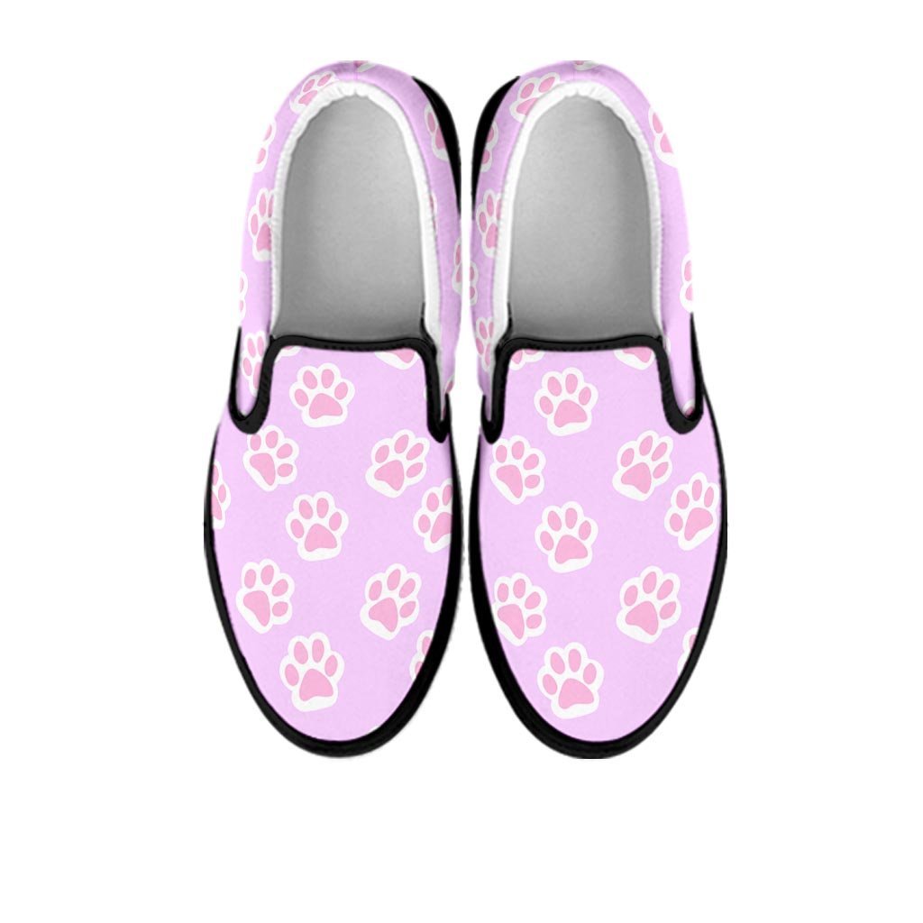 Pink Pastel Paw Women's Slip On Sneakers-grizzshop