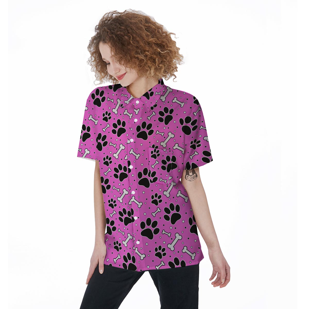 Pink Paw Women's Short Sleeve Shirts-grizzshop