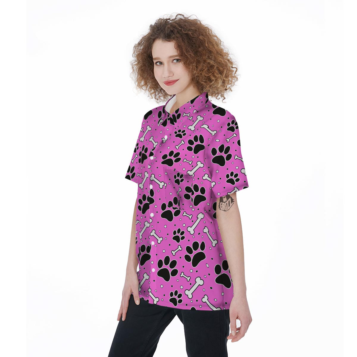 Pink Paw Women's Short Sleeve Shirts-grizzshop