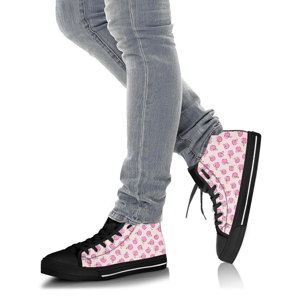 Pink Peach Pattern Print Men Women's High Top Shoes-grizzshop