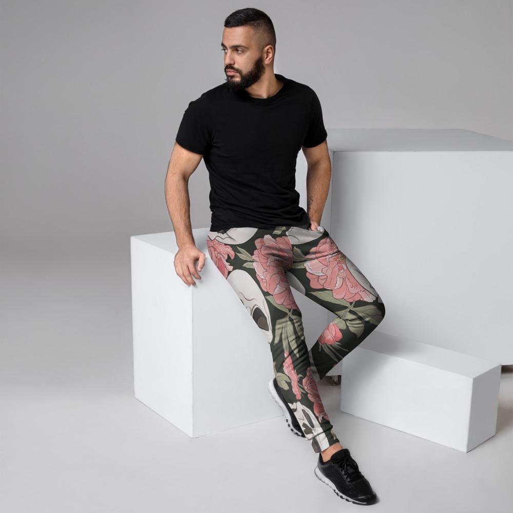 Pink Peony Skull Men's Joggers-grizzshop
