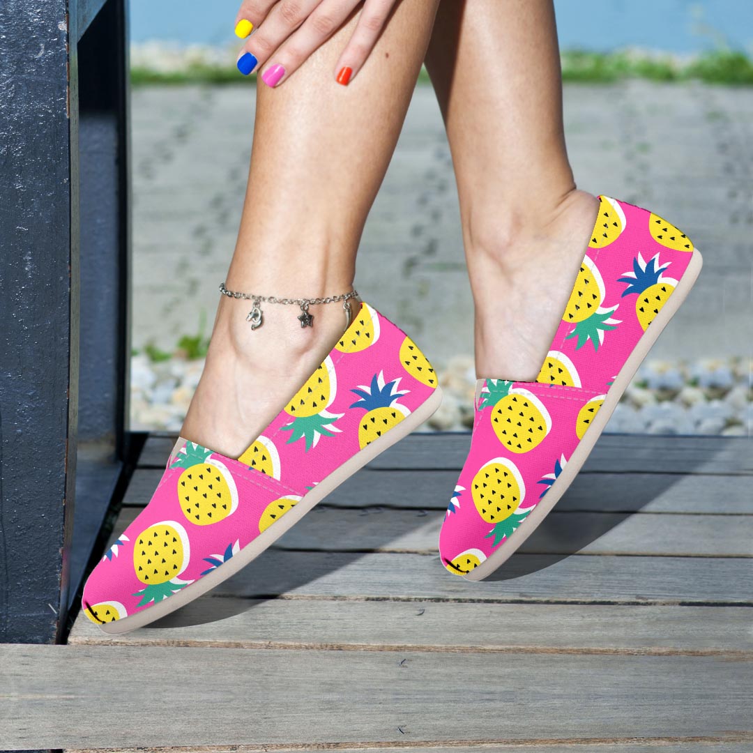 Pink Pineapple Print Canvas Shoes-grizzshop