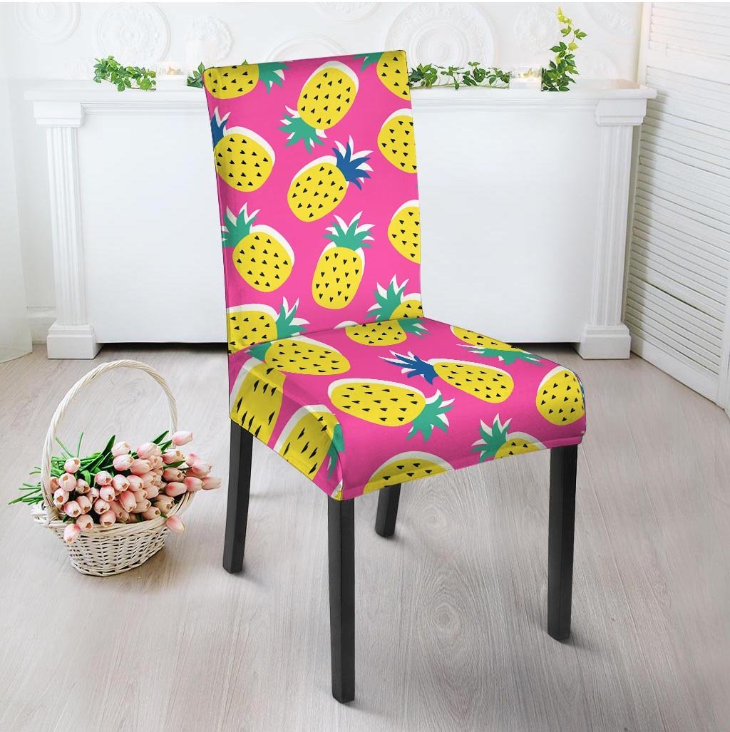 Pink Pineapple Print Chair Cover-grizzshop