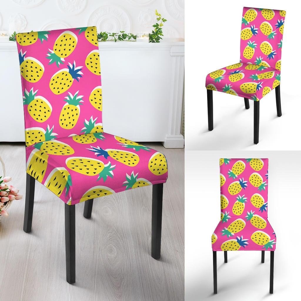 Pink Pineapple Print Chair Cover-grizzshop