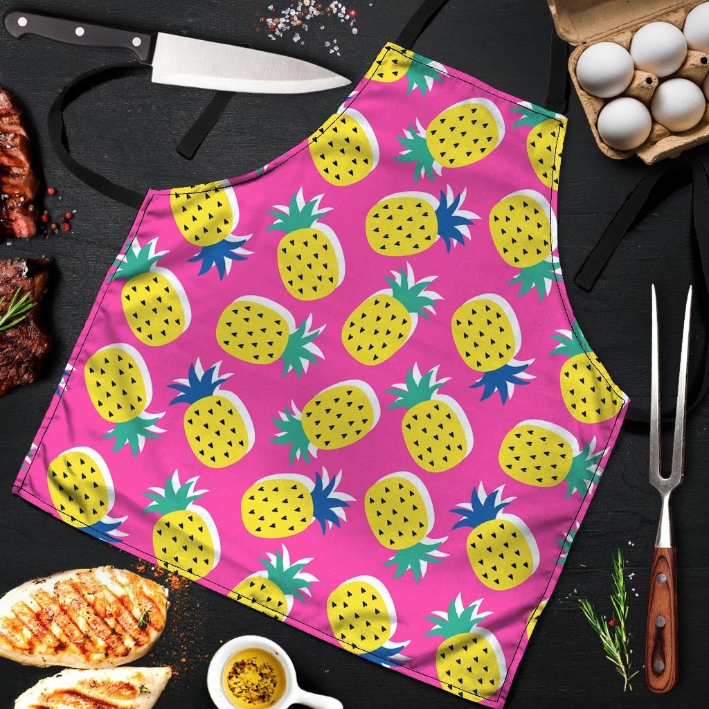 Pink Pineapple Print Men's Apron-grizzshop