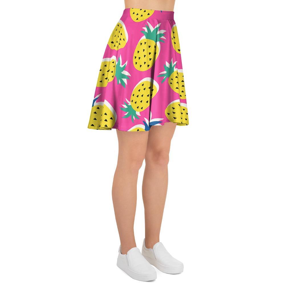 Pink Pineapple Print Women's Skirt-grizzshop