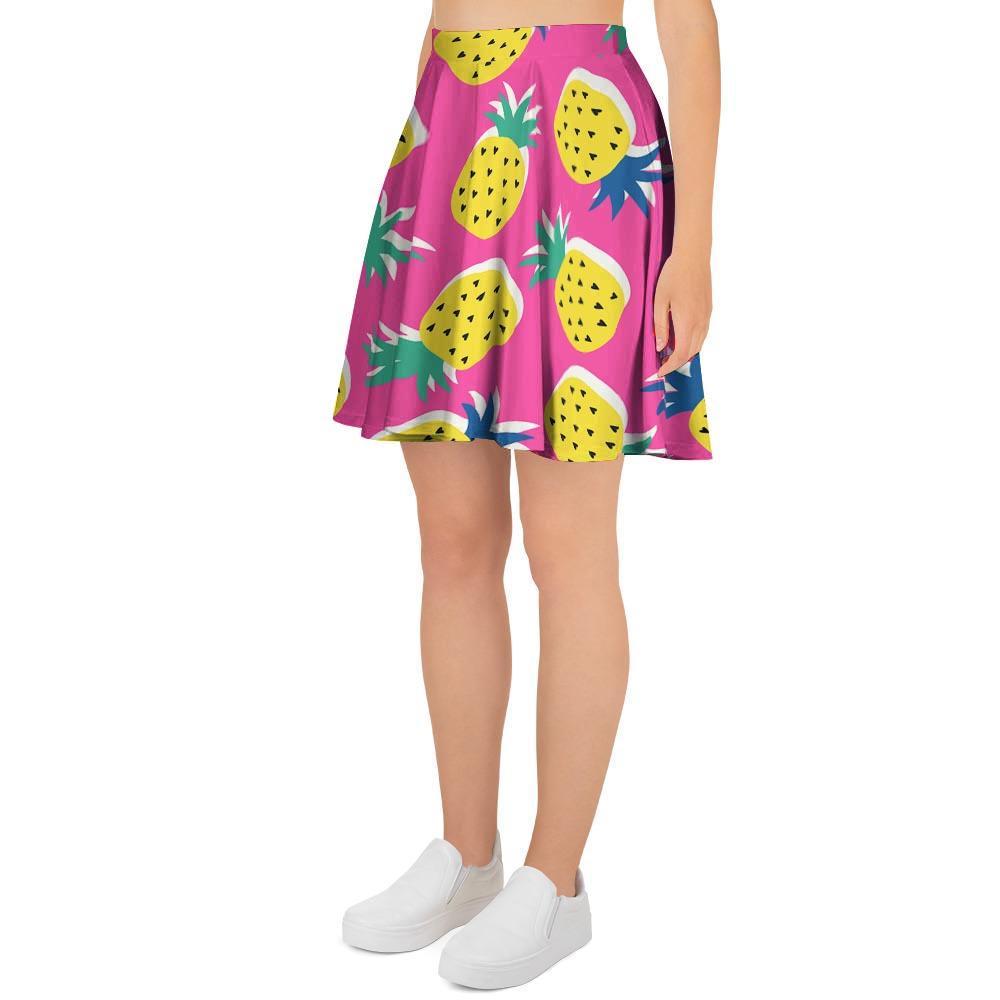 Pink Pineapple Print Women's Skirt-grizzshop