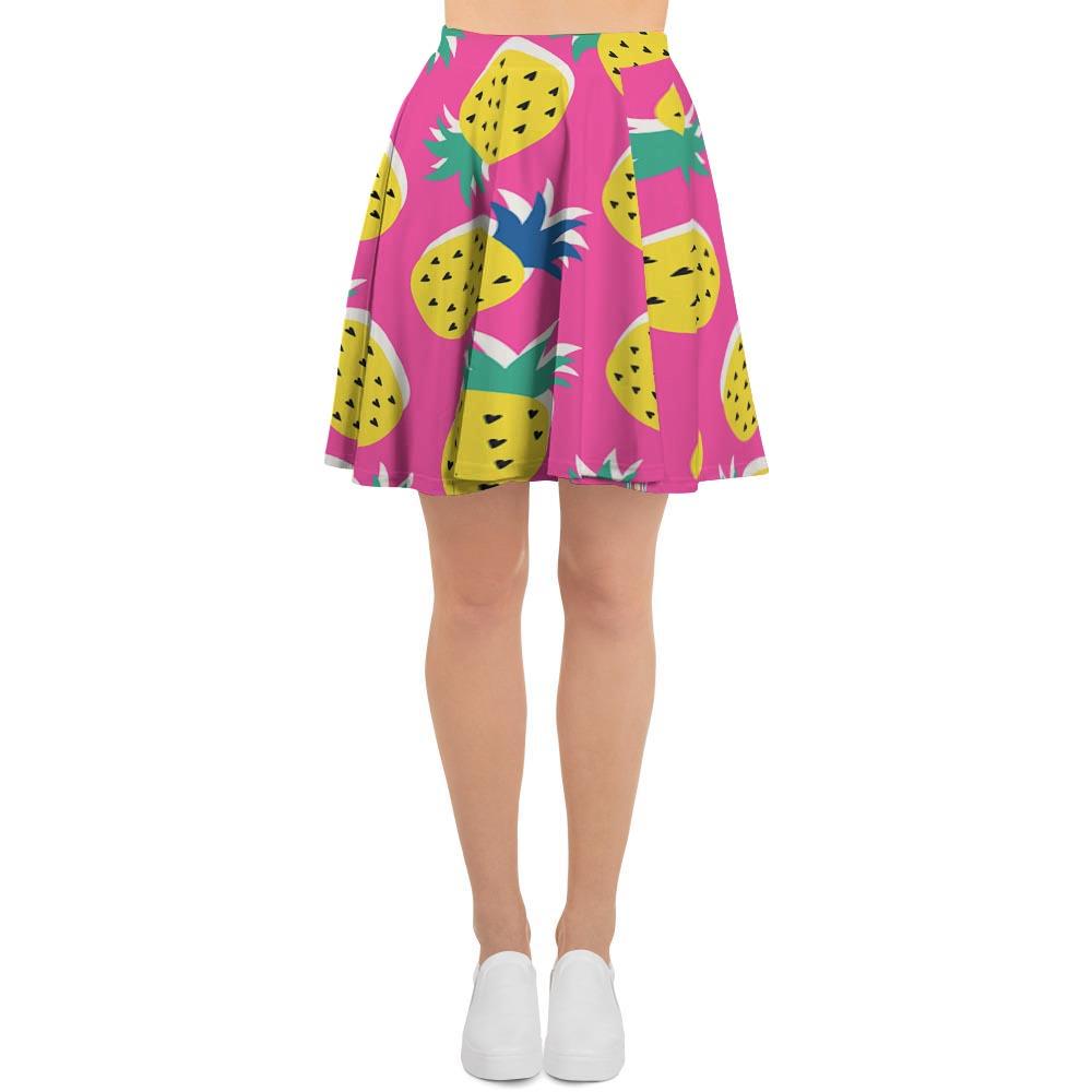 Pink Pineapple Print Women's Skirt-grizzshop