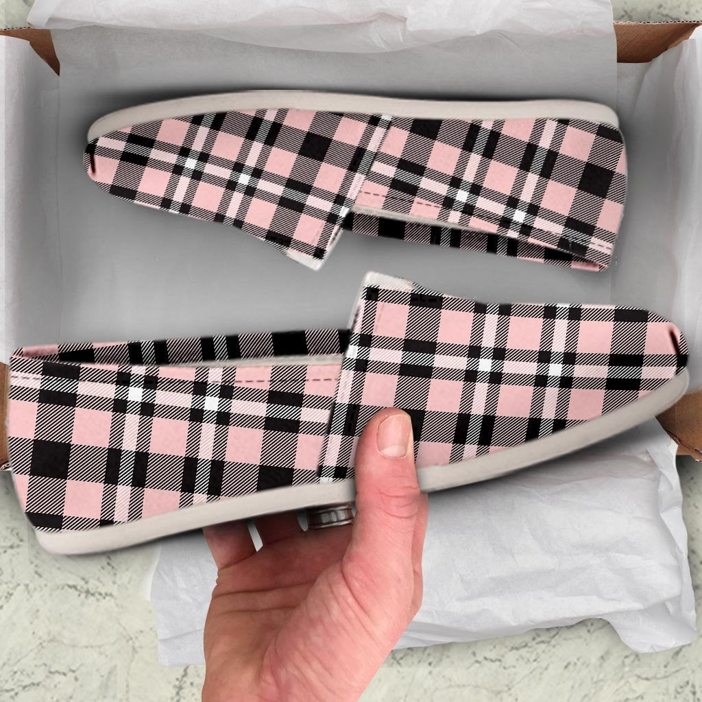 Pink Plaid Tartan Canvas Shoes-grizzshop