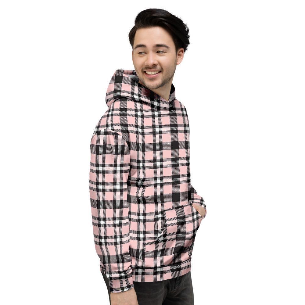 Pink Plaid Tartan Men's Hoodie-grizzshop