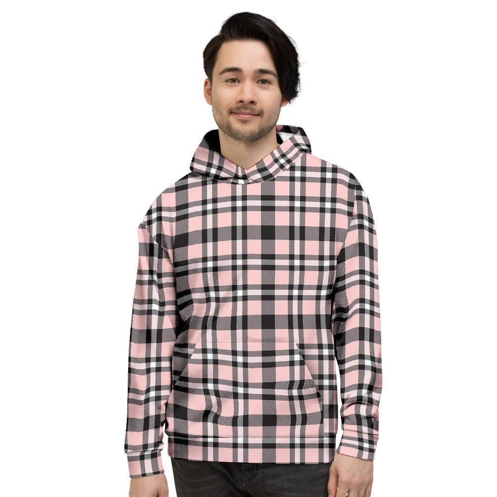 Pink Plaid Tartan Men's Hoodie-grizzshop