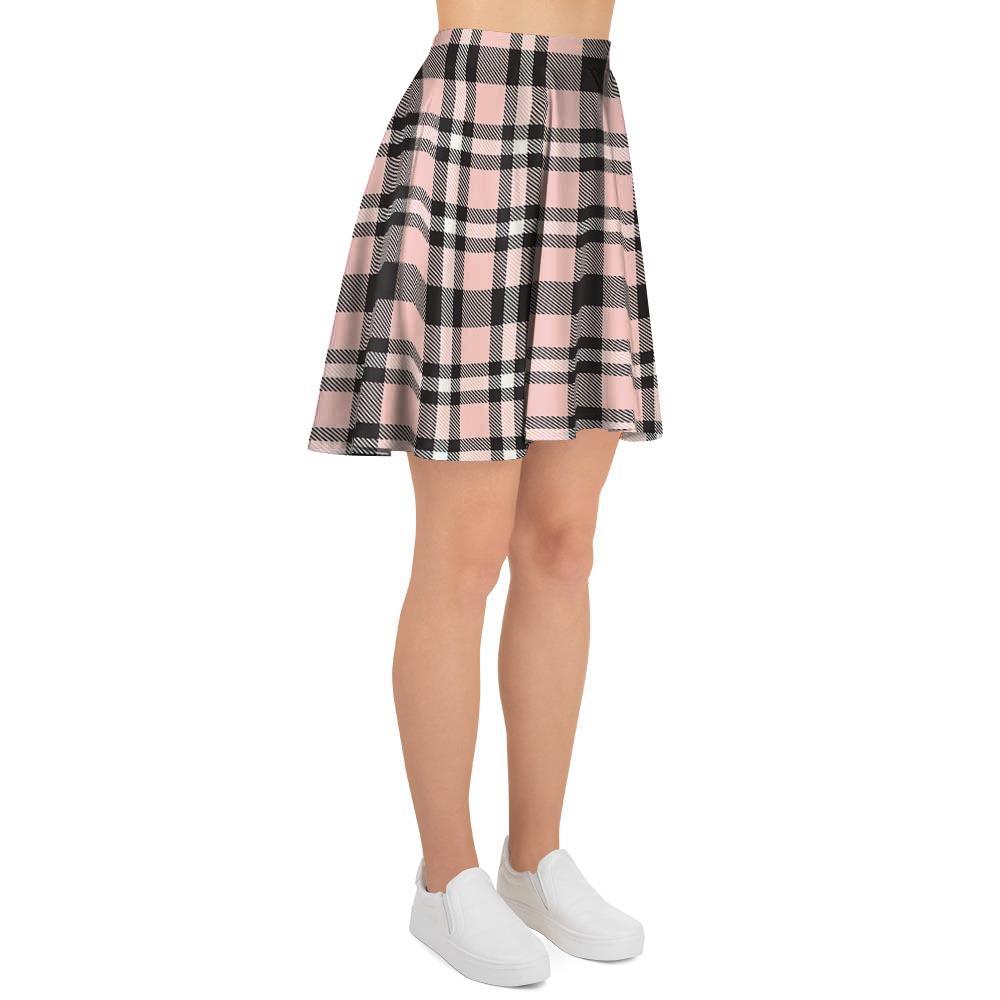 Pink Plaid Tartan Women's Skirt-grizzshop