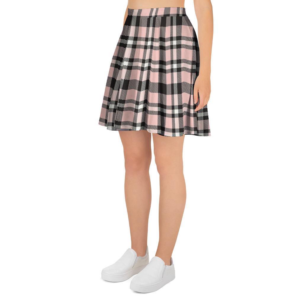 Pink Plaid Tartan Women's Skirt-grizzshop