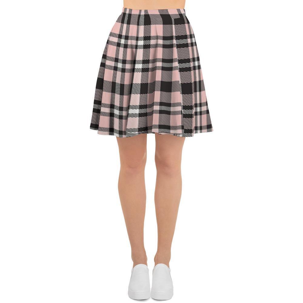 Pink Plaid Tartan Women's Skirt-grizzshop
