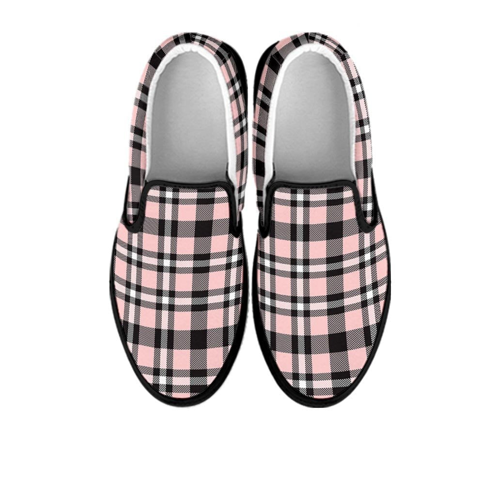 Pink Plaid Tartan Women's Slip On Sneakers-grizzshop