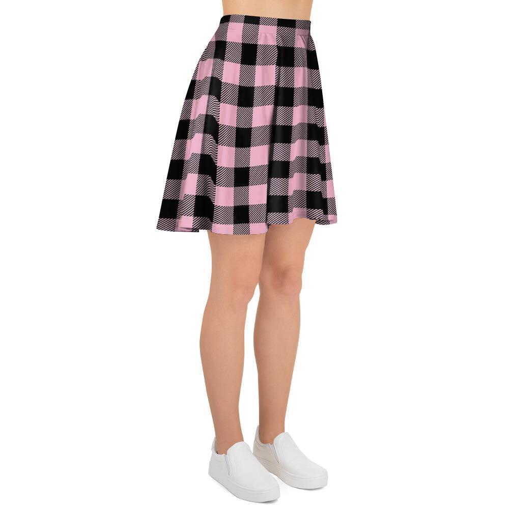 Pink Plaid Women's Skirt-grizzshop