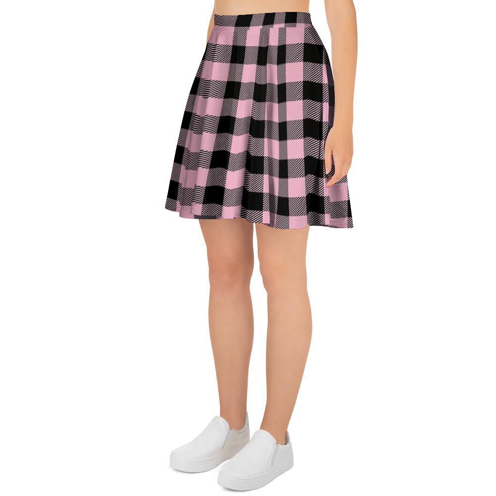 Pink Plaid Women's Skirt-grizzshop