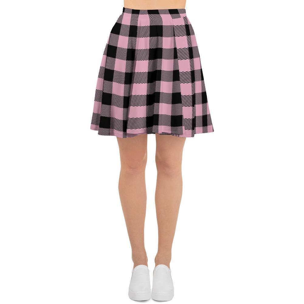 Pink Plaid Women's Skirt-grizzshop