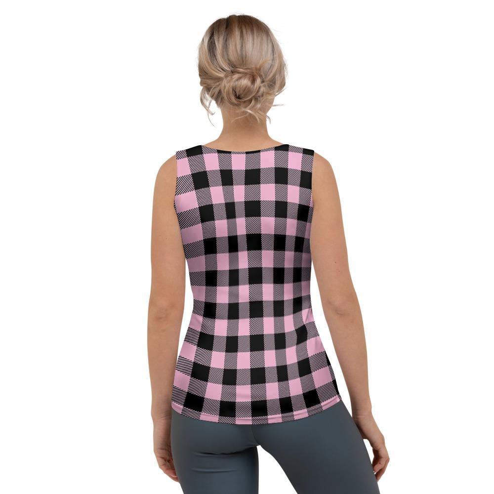 Pink Plaid Women's Tank Top-grizzshop
