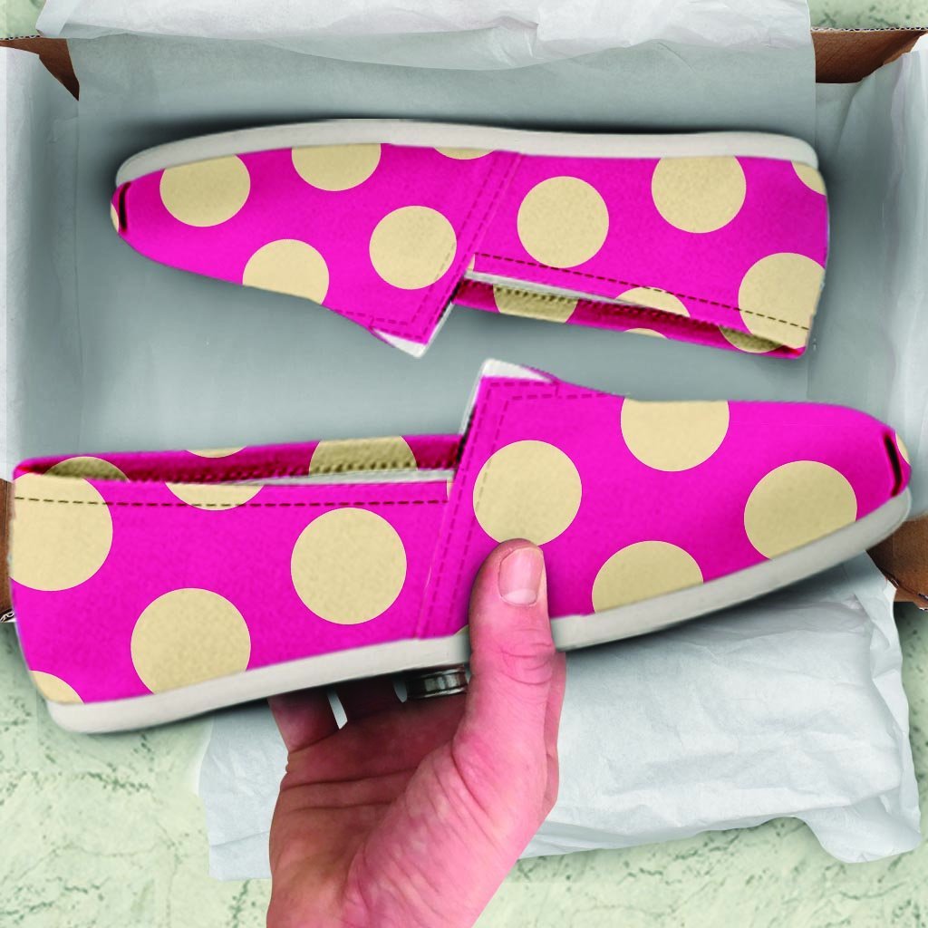 Pink Polka Dot Canvas Shoes-grizzshop