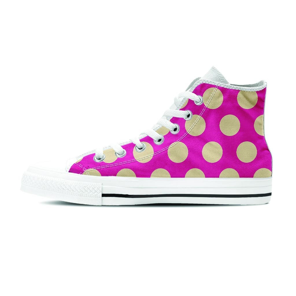 Pink Polka Dot Women's High Top Shoes-grizzshop