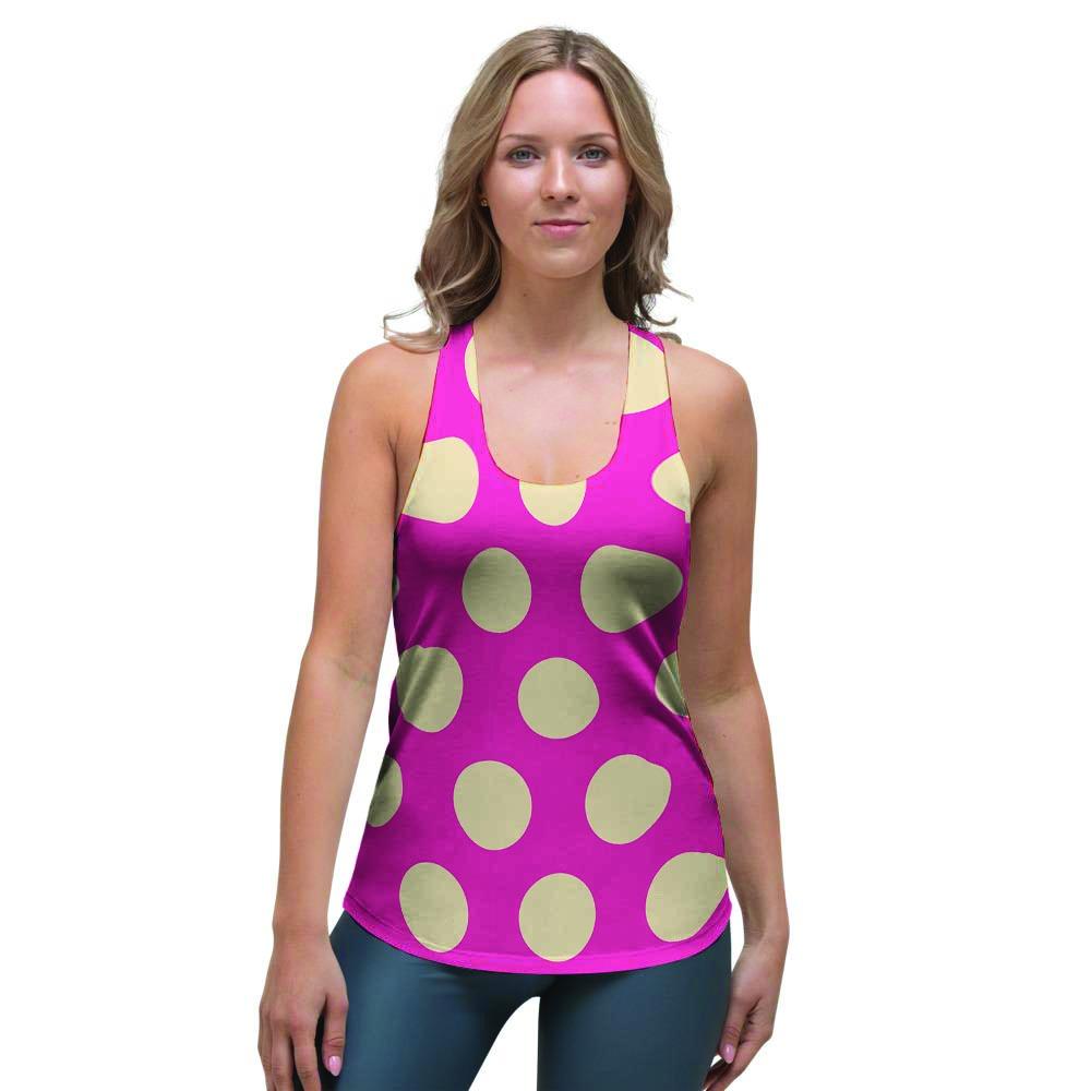 Pink Polka Dot Women's Racerback Tank Top-grizzshop