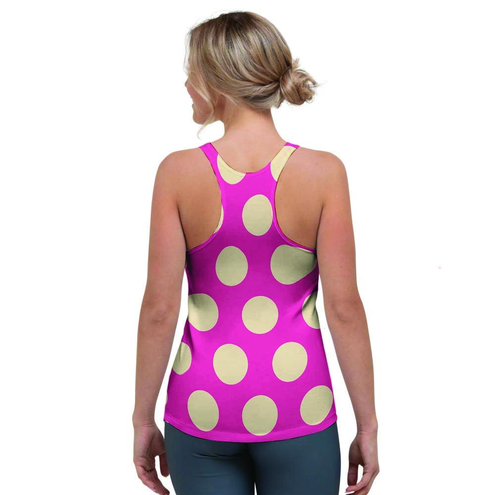 Pink Polka Dot Women's Racerback Tank Top-grizzshop