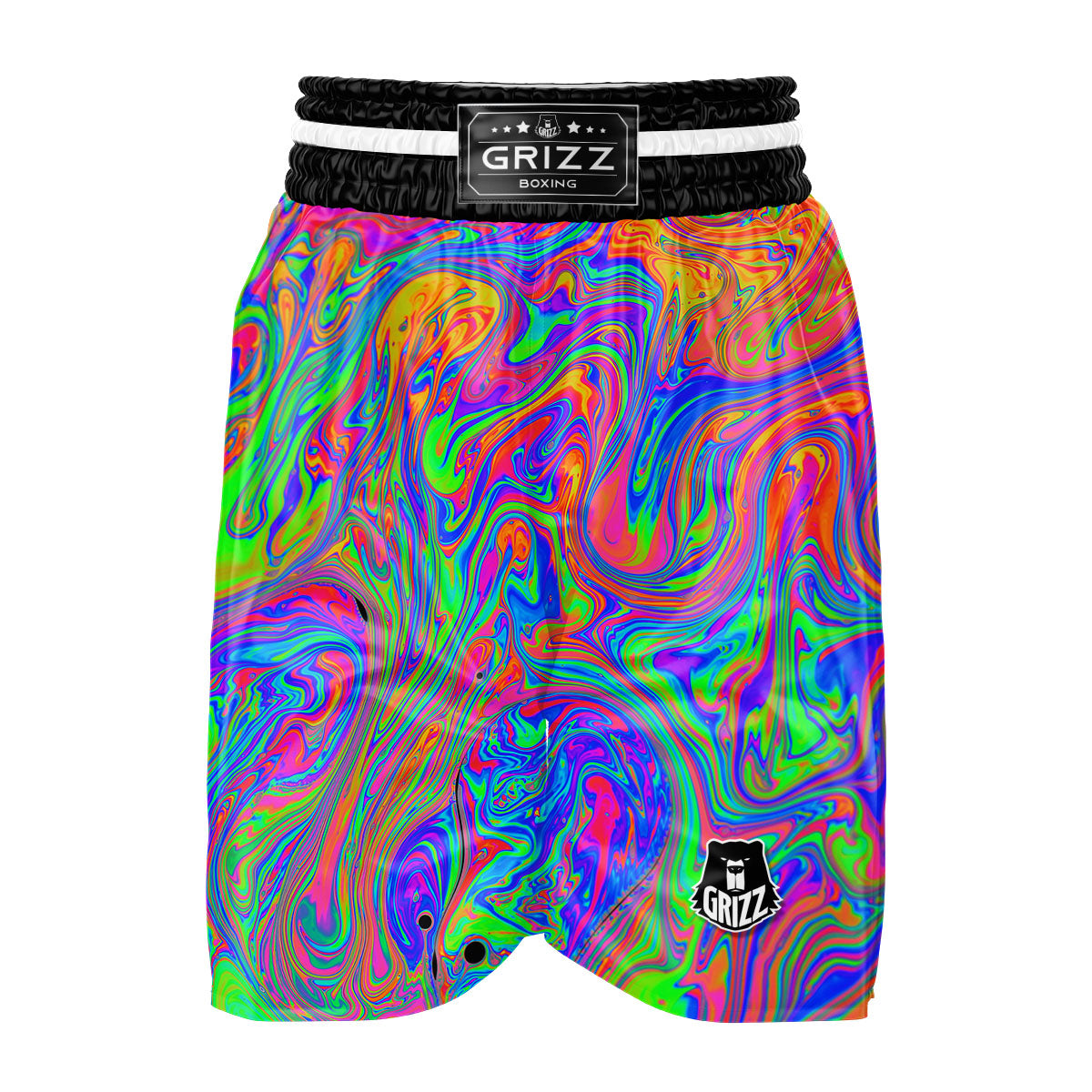 Pink Psychedelic Trippy Neon Green Print Boxing Shorts-grizzshop