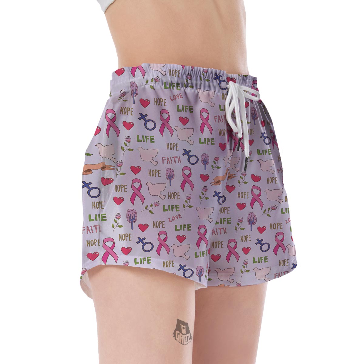Pink Ribbon Breast Cancer Awareness Pattern Print Women's Shorts-grizzshop