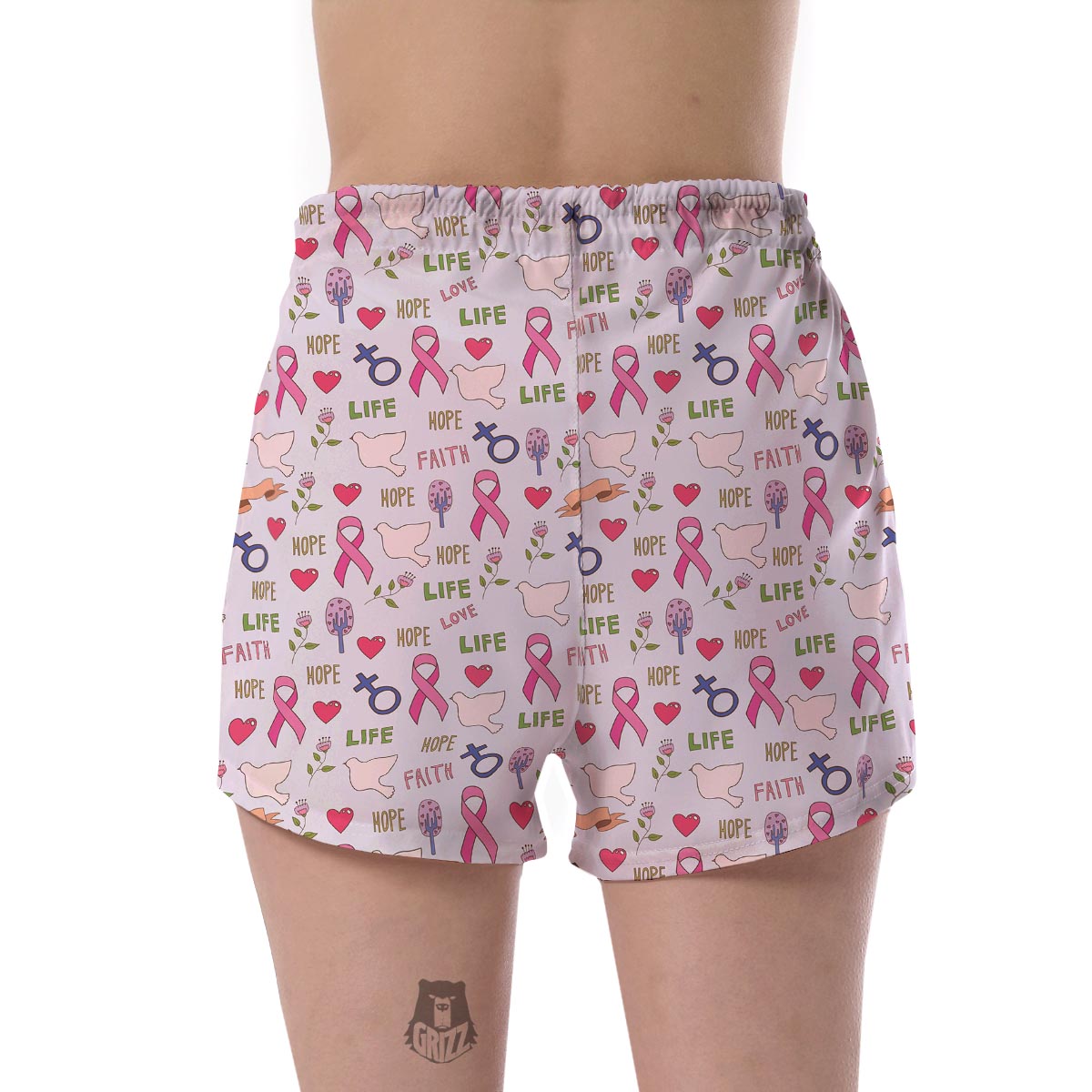 Pink Ribbon Breast Cancer Awareness Pattern Print Women's Shorts-grizzshop